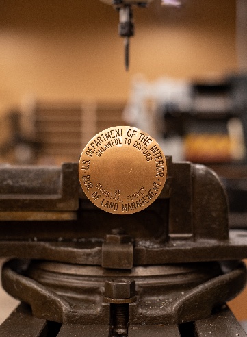 Surv-Kap Department of the Interior Stamped Steel Monument